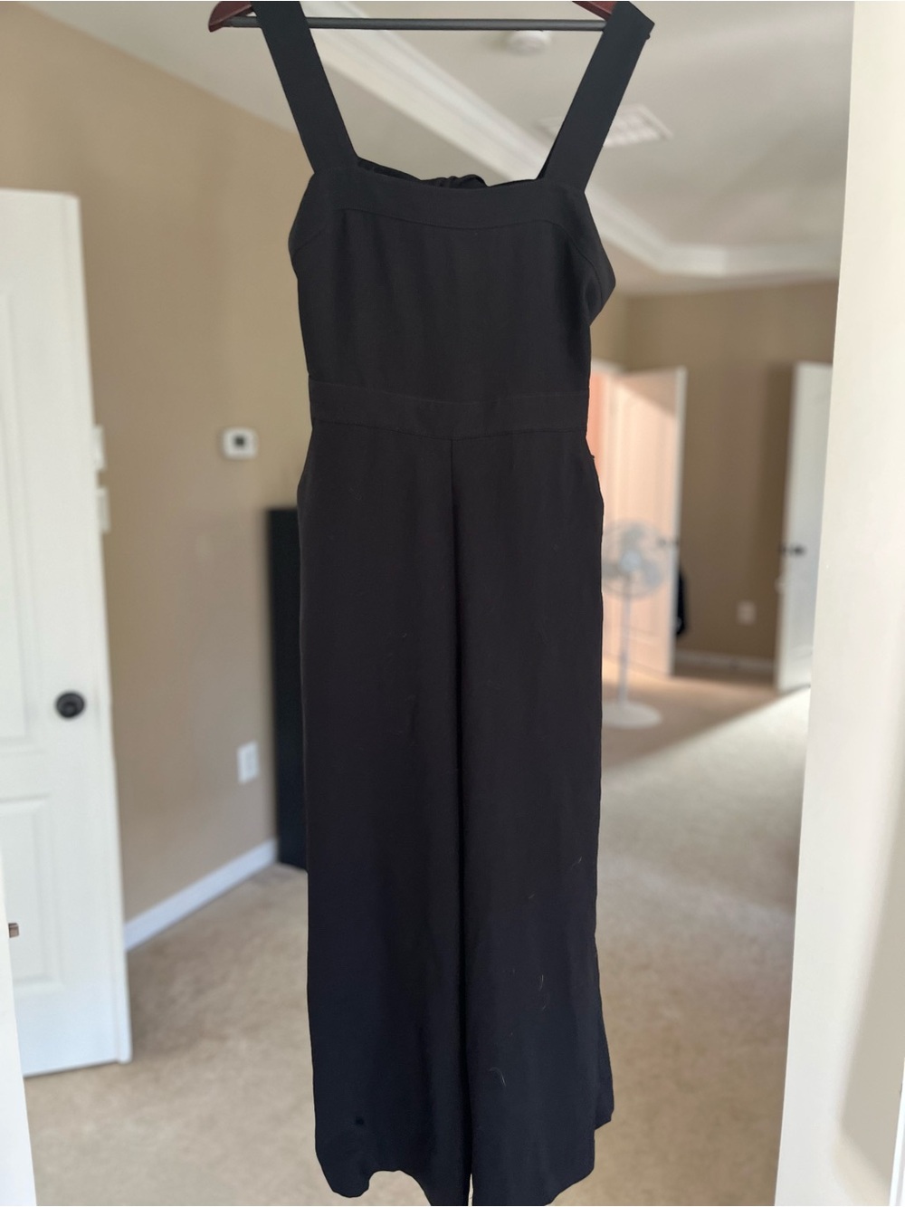 Madewell Black Square-Neck Wide-Leg Jumpsuit with Thick Straps